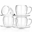 Double Wall Glasses & Saucers, Set of 4